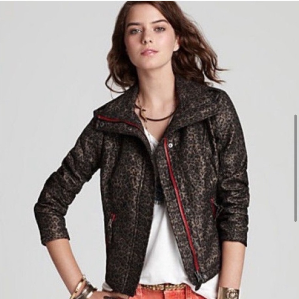 Free People Leopard Moto Jacket